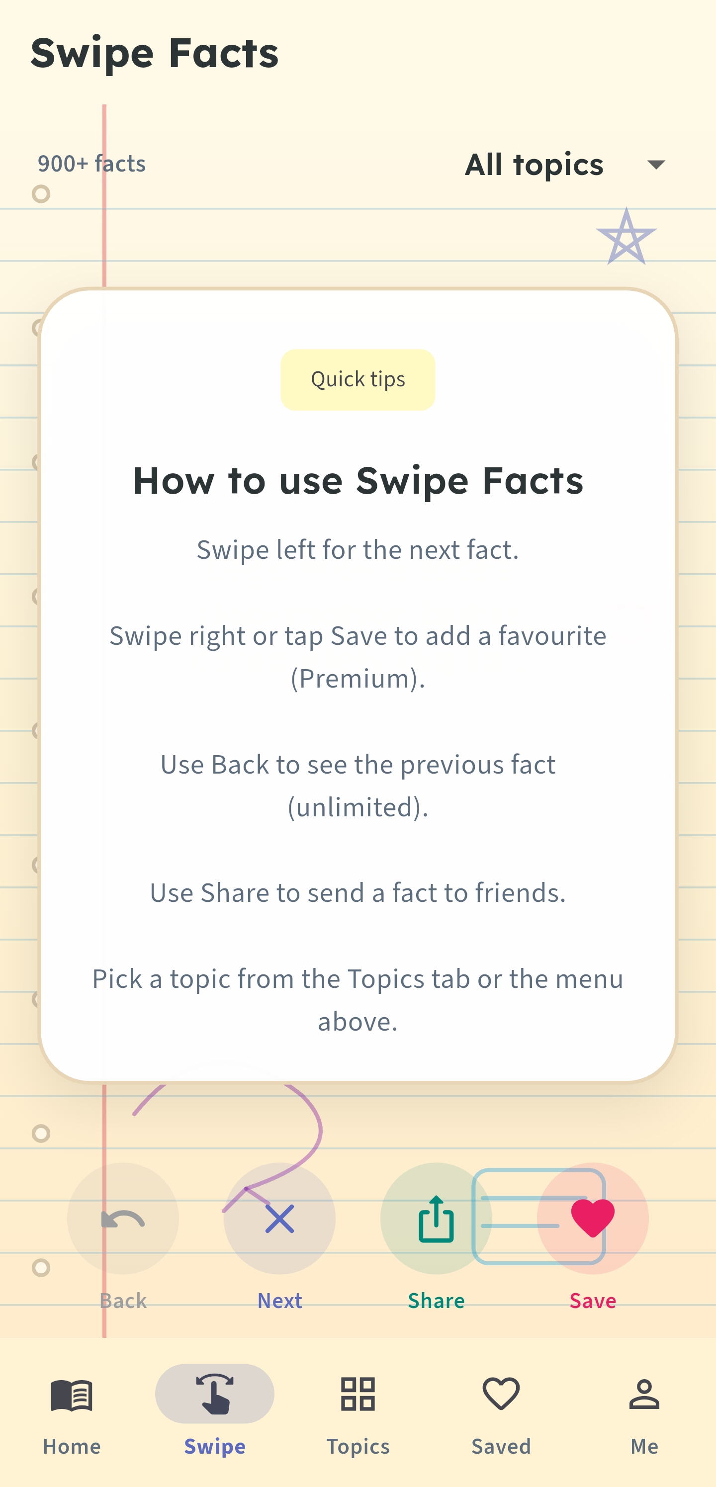 Swipe fact cards