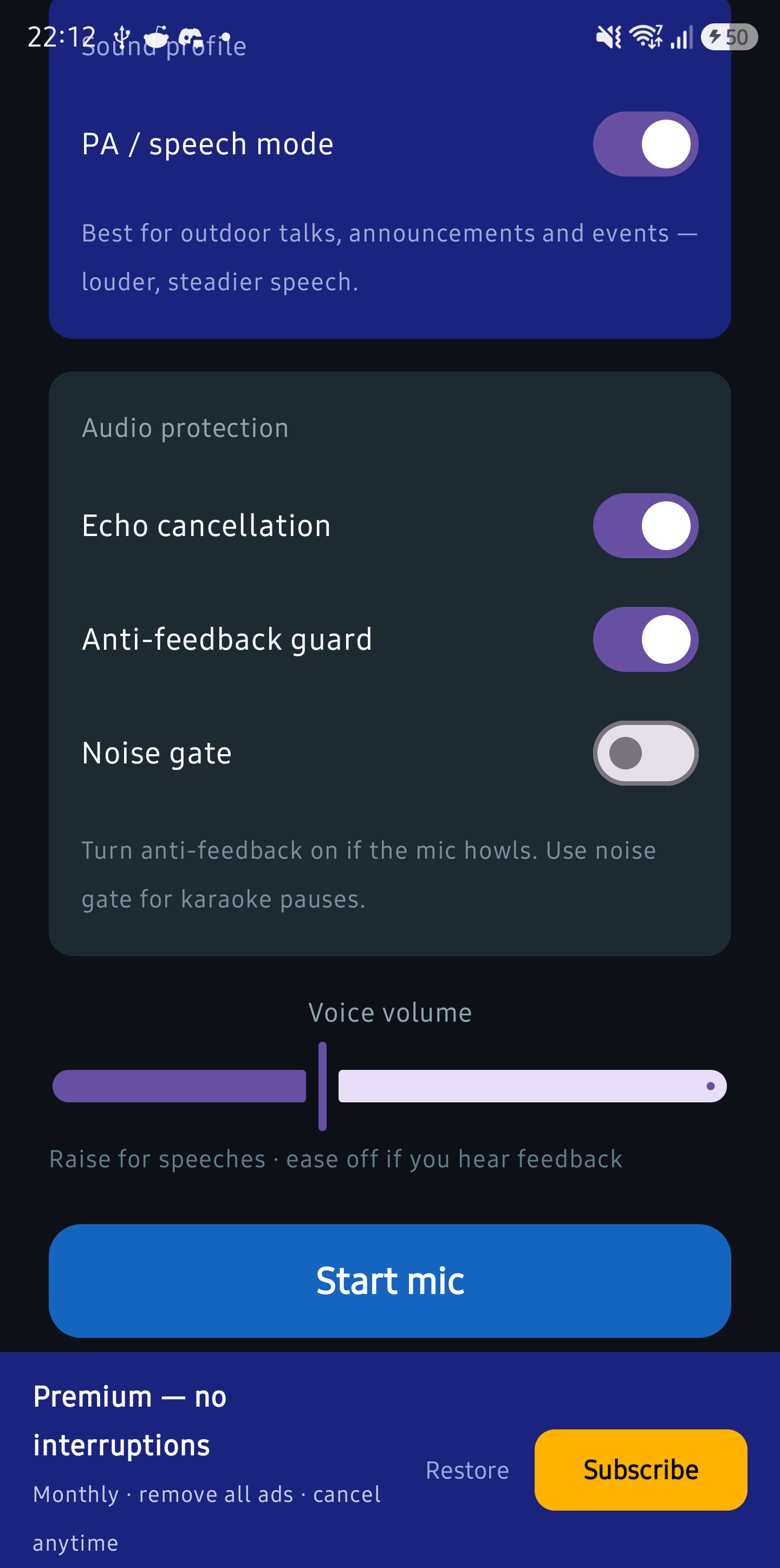 Audio protection and voice volume